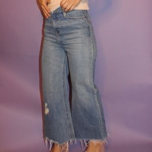 BDG Cropped Wide Leg Raw Hem Denim Jeans